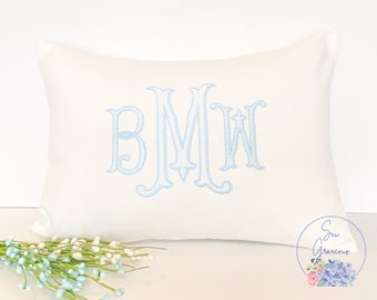 Monogrammed Pillow Cover, Wedding Decor, Grand Millennial Home Decor, Romanesque font, fits a 12x16 insert