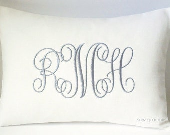 Monogrammed Pillow Cover, Dorm, Graduation, Wedding Gift, Home Decor, Grand Millenial Decor, Old Money Style, fits 12 x 16 insert