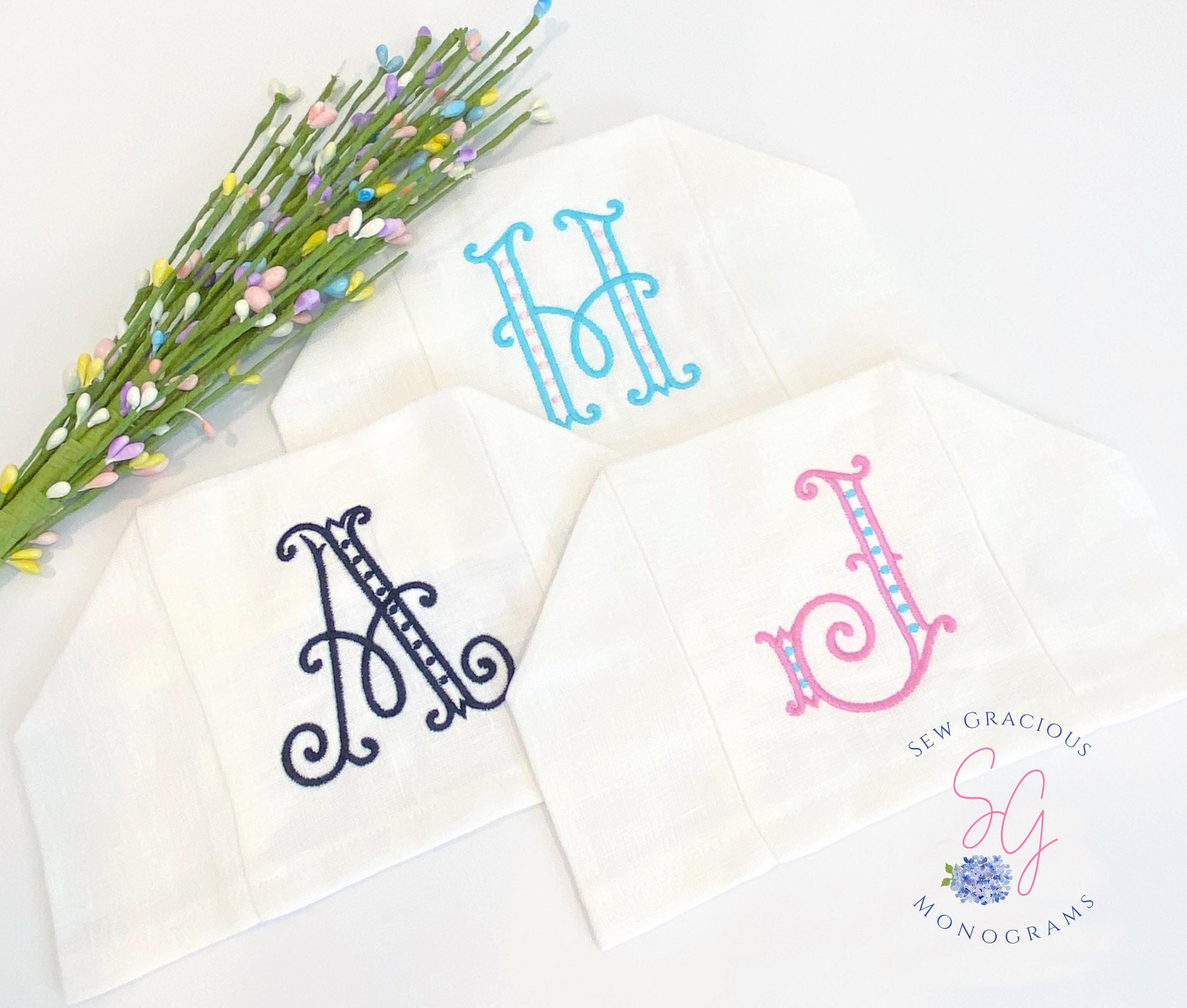 Monogrammed Tissue Cover for a Standard Square Box, 100% Linen, Personalized with our Arabesque Dot 2 Color font