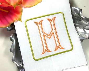Monogrammed Initial Guest Towel, Personalized Powder Room Decor, Tea Towel Bar Cart Accessories, Hostess Gift, Linen Hand Towel