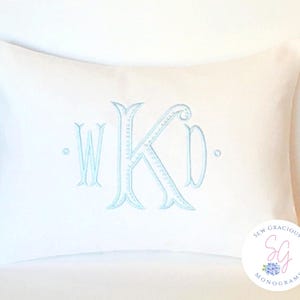 Monogram Pillow Cover, Dorm Decor, Back to School, Personalized Baby Gift, Baroque font, fits a 12x16 lumbar size insert