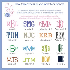 Monogrammed Leather Luggage Tag, Personalized Custom Travel Gift for Men Women Kids Graduation Bride & Groom Affordable Luxury, Sew Gracious image 6