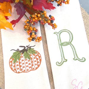 Fall Pumpkin Wreath Sash with Monogram, Personalized Autumn Decor, Front Door Tie, Halloween, Thanksgiving, Harvest