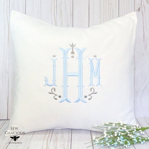 Monogrammed Pillow Cover Personalized Baby Gift White Etsy