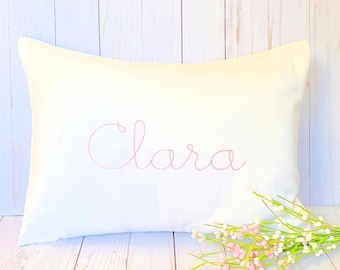 Custom Name Monogrammed Lumbar Pillow Cover, Handwriting Script Font, Dorm Decor,  Baby Nursery Rocker