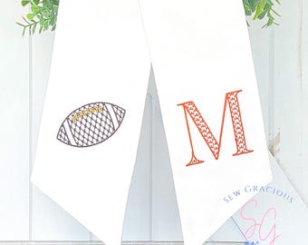 Football Wreath Sash with Monogram, Team Colors for Game Day, Fall Door Hanger, Sports Spirit Gear