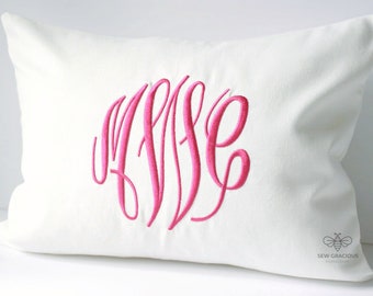 Monogrammed Pillow Cover, Master Circle font, Personalized Wedding Gift, Dorm Pillow, Shower Decor, Customizable Gifts, Etsy Pick