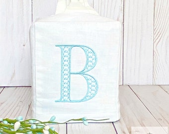 Monogrammed Tissue Box Cover, Adorn Font, Mothers Day, Easter, Spring Decor, Nursery, Square Boutique Tissue Box, Gifts under 40