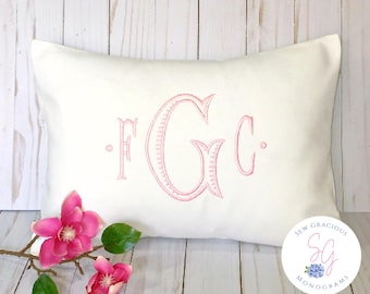 Monogrammed Pillow Cover, Dorm Decor Bedding, Personalized with our Baroque font