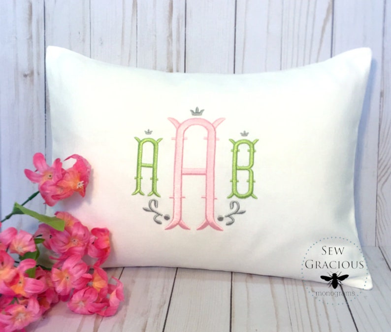 Monogrammed Pillow Cover Personalized Baby Gift White Etsy