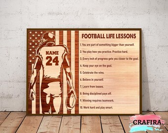 Personalized Football Poster, Custom Football Player Poster, Football Life Lesson Framed Canvas Poster, Football Vintage Poster Gift ChJ152