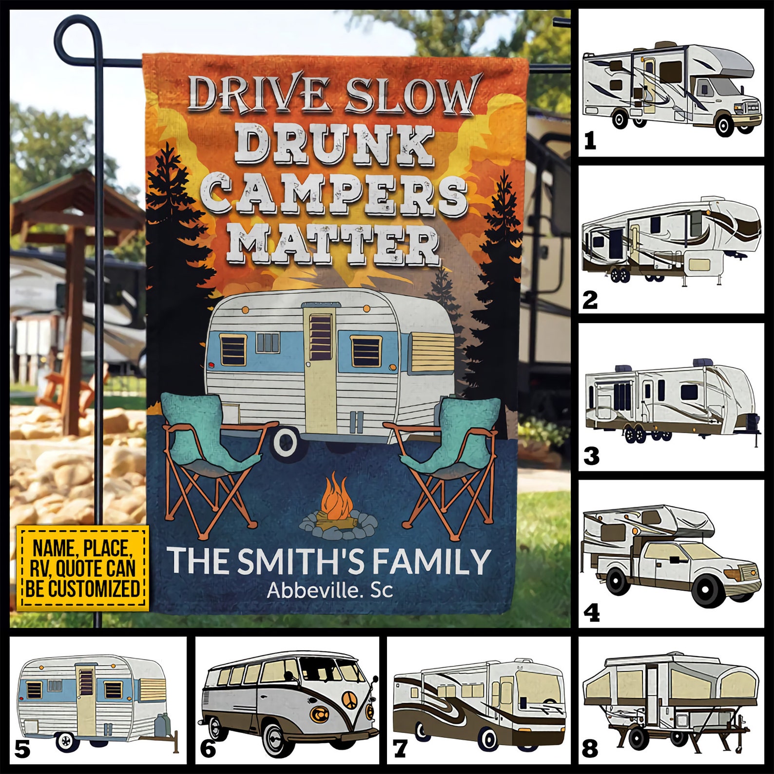 Personalized Camping Flag Custom Camping Flag Drive Slow Etsy