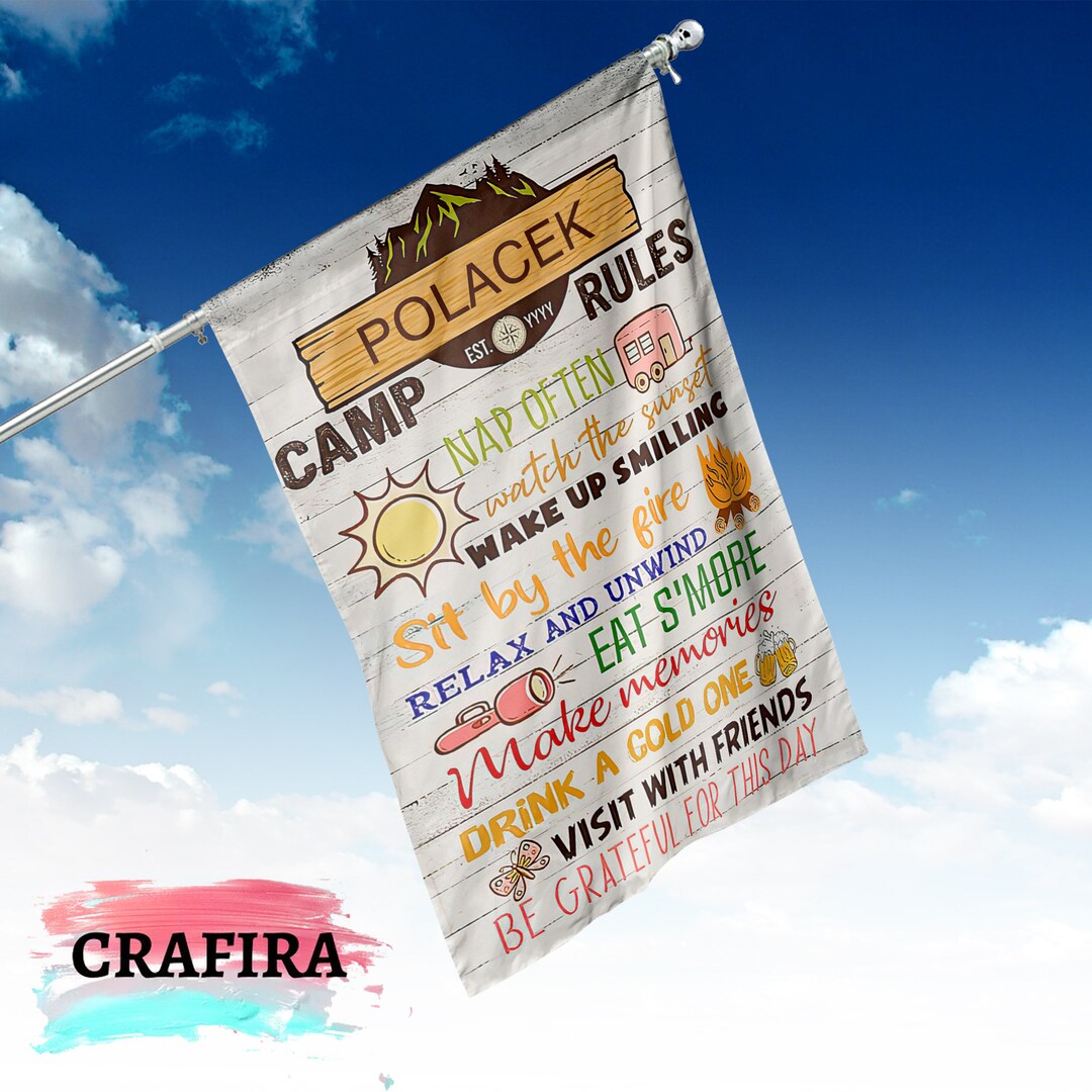 Personalized Camping Flag Custom Camping Flag Campsite Rules Etsy