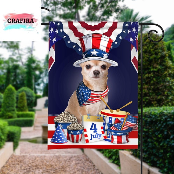 Chihuahua Dog American Flag, Dog With A USA Flag July 4th Gift For Dog –  Famhose