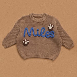 Personalized Baby Hand Embroidered Sweater,Announcement Baby Sweater,Toddler Baby Sweatshirt with Name,Customized Name Baby Boy Girl Gifts