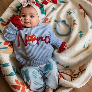 Personalized Name Baby Sweater,Chunky Baby Sweater,Name Toddler Sweater,Knit Name Sweater,Newborn Gift,Embroidered Infant Sweater,Baby Gift