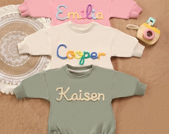 Sudadera personalizada para bebé, mono de burbuja, mono bordado con nombre de bebé, mono personalizado para recién nacido con nombre, mono para bebé niño niña con nombre