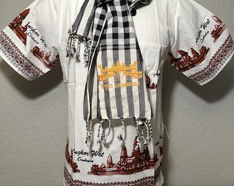 Traditional Cambodian Krama Scarf: Cotton Angkor Wat, Hanuman, or Khmer Flag
