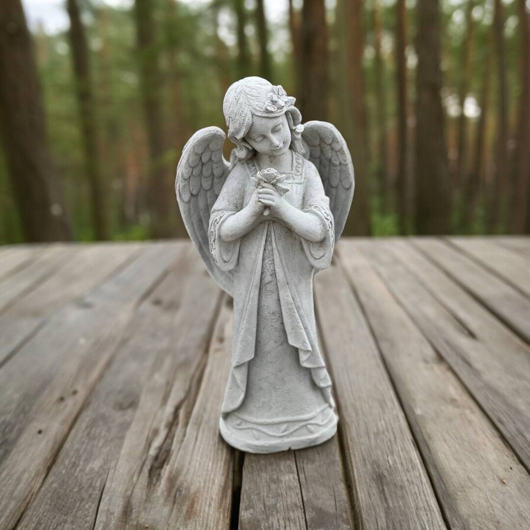 Angel Girl Statue, Concrete Religious Sculpture, Garden Girl Memorial ...