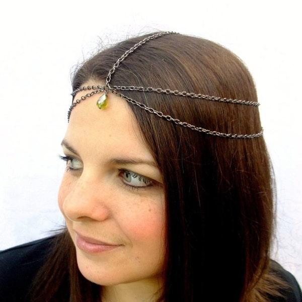 Gunmetal Headchain with crystal accent - Choose Your Color