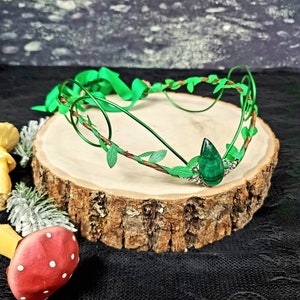 Green Malachite Woodland Tiara, Natural Gemstone Crown, Green Fairy Circlet Diadem image 1