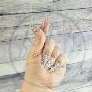Nail Claws - Silver Filigree Claws - Nail Armor - Evil Queen - Witchy Gift