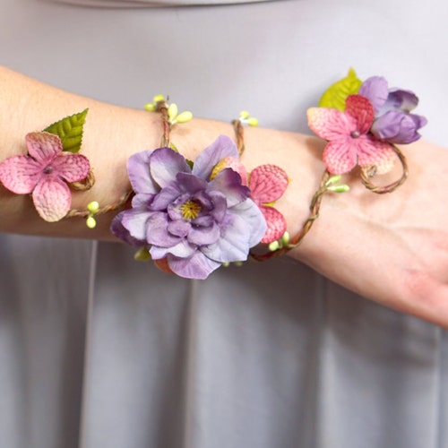 Flower Wrap Cuff Customizable Flower Arm Band Lavender Fairy Etsy