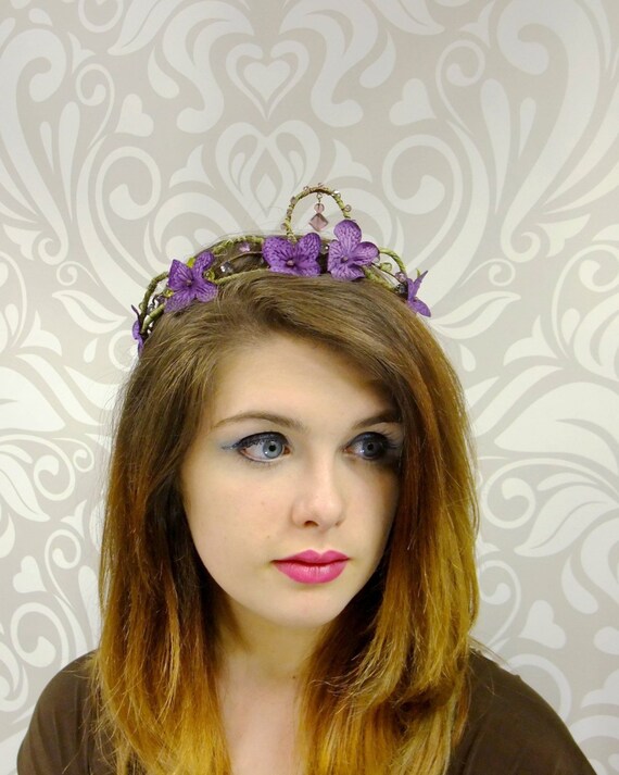 Dark Purple Flower Crown Bohemian Headband Floral Wreath Etsy