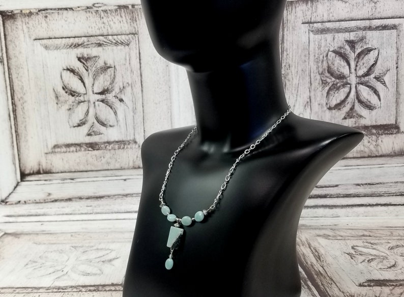 Unique Natural Stone Necklace Mint Necklace Natural Amazonite Free Shipping