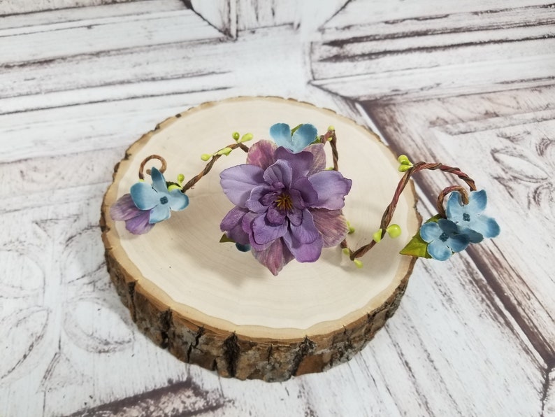 Flower Wrap Cuff Customizable Flower Arm Band, Floral Corsage, Fairy Bracelet image 7
