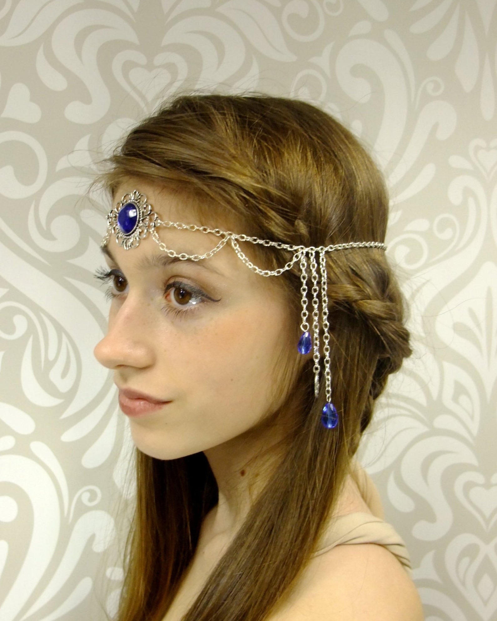 Cobalt Blue and Silver Circlet Headpiece Elven Circlet Crown - Etsy