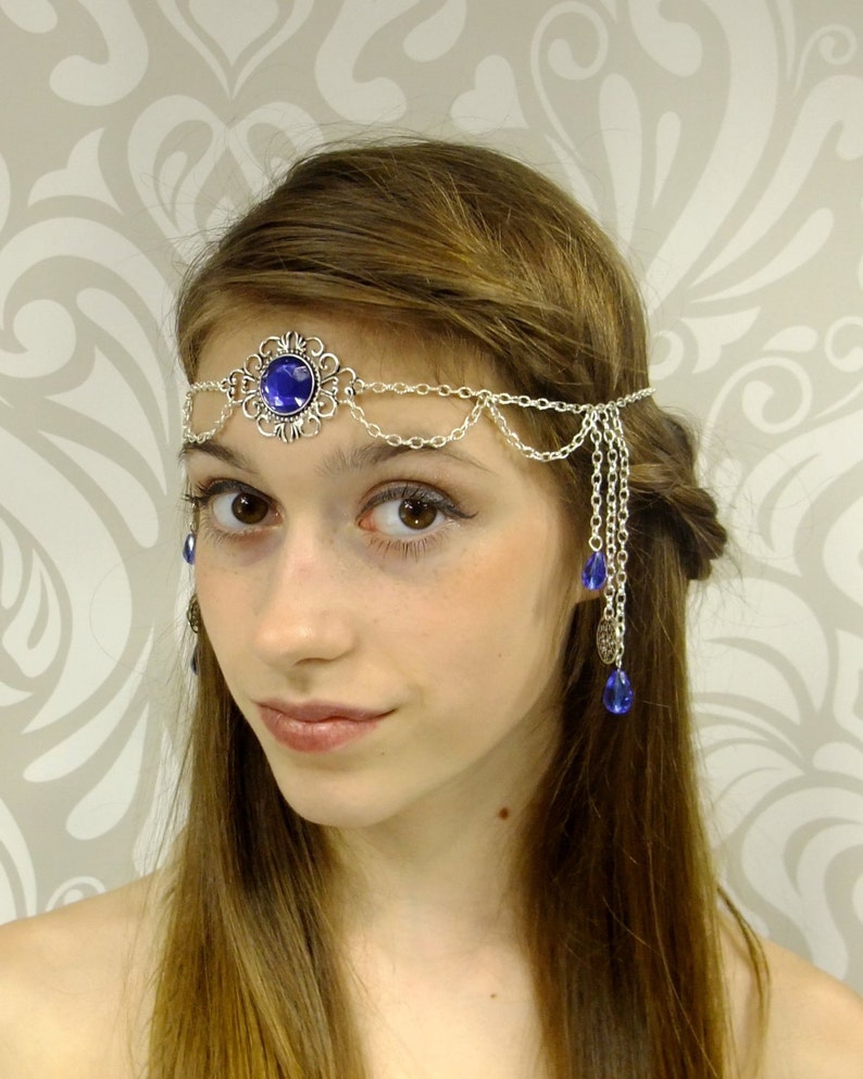 Cobalt Blue and Silver Circlet Headpiece Elven Circlet Crown - Etsy