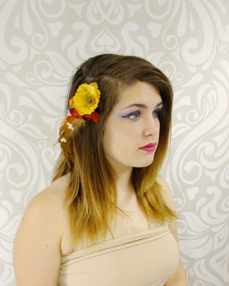 Ivory Flower Hair Clip Autumn Flower and Feather Hair Ivory Etsy