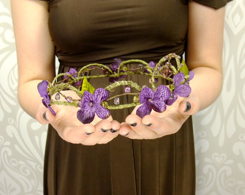 Dark Purple Flower Crown Bohemian Headband Floral Wreath Etsy
