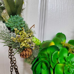 Suncatcher Wreath, Magical Forest Fairy Portal Wreath, Green Succulents, Green Calcite, Wall Art Home Decor image 6