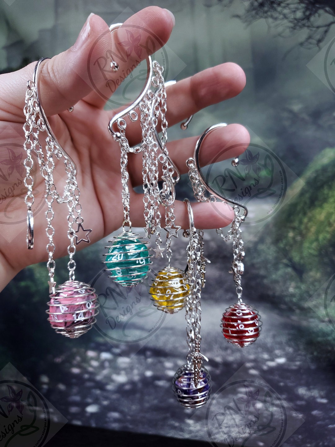 D20 Cage Ear Cuff, Ear Hanger Ear, Choose Silver or Gold, Fantasy ...