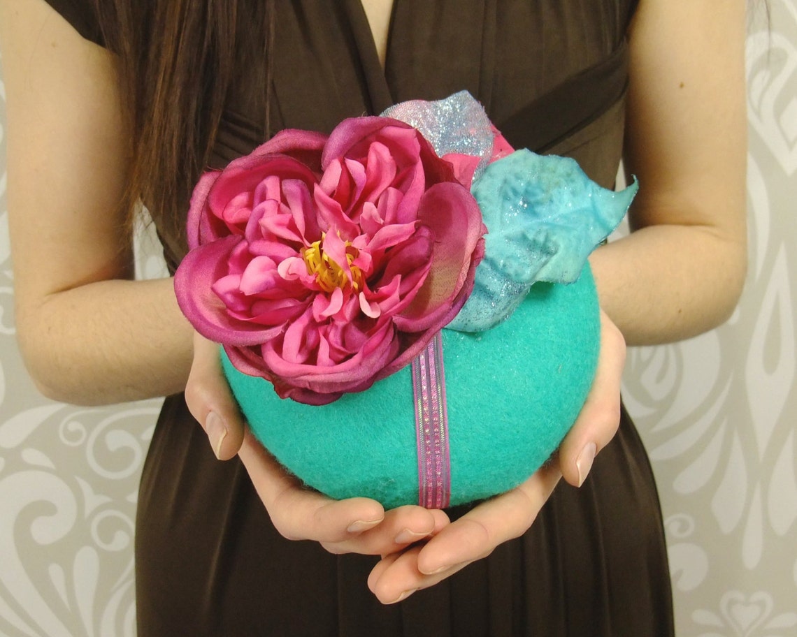 Fuchsia and Teal Pillbox Hat Teal Button Hat Kentucky Derby Etsy