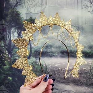 Gold Filigree Lace Halo Crown Headpiece