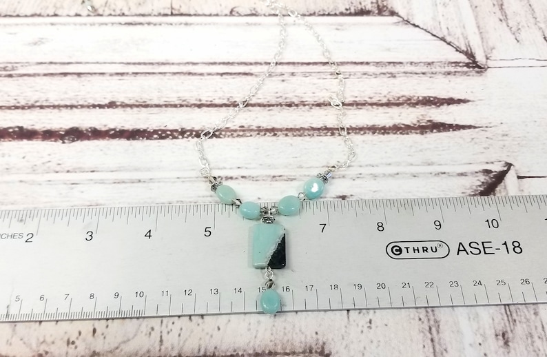 Unique Natural Stone Necklace Mint Necklace Natural Amazonite Free Shipping
