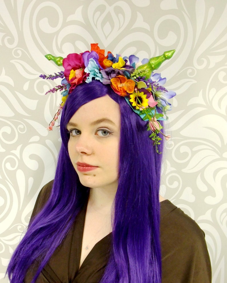 Costume Headdress Floral Crown Colorful Dragon Headpiece Etsy