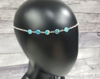 Turquoise Circlet - Silver and Blue Headchain - Turquoise Necklace - Ready to Ship