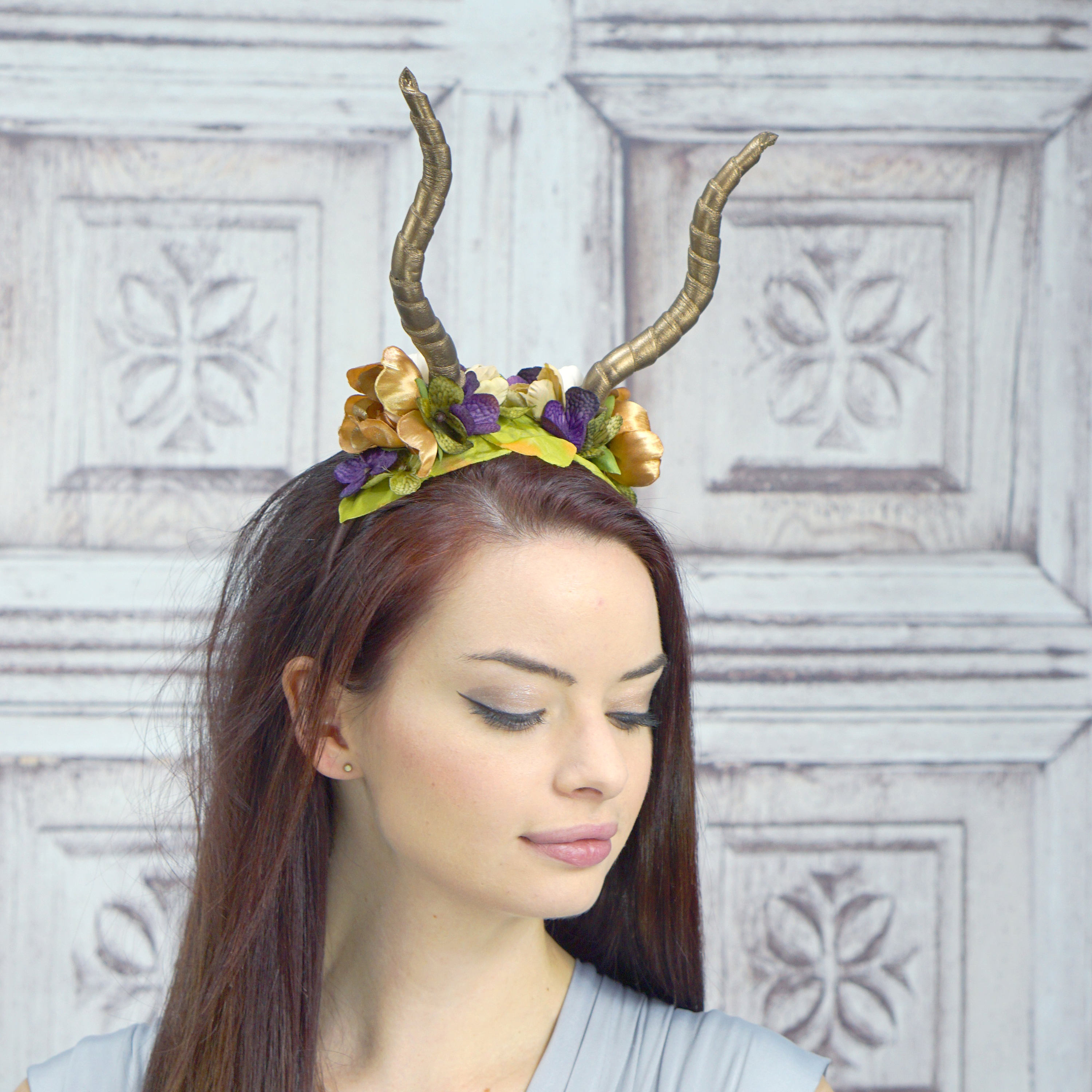 Autumn Rams Horn Headdress Satyr Headpiece Horned Headband Etsy
