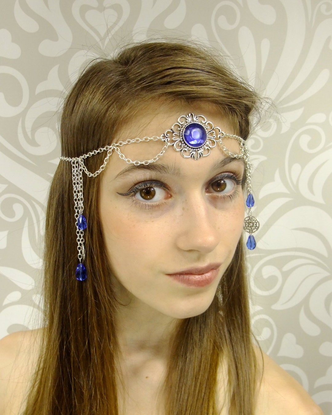 Blue and Silver Circlet Headpiece Silver Diadem Crown - Etsy