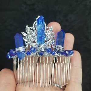 Blue Crystal Point Hair Comb