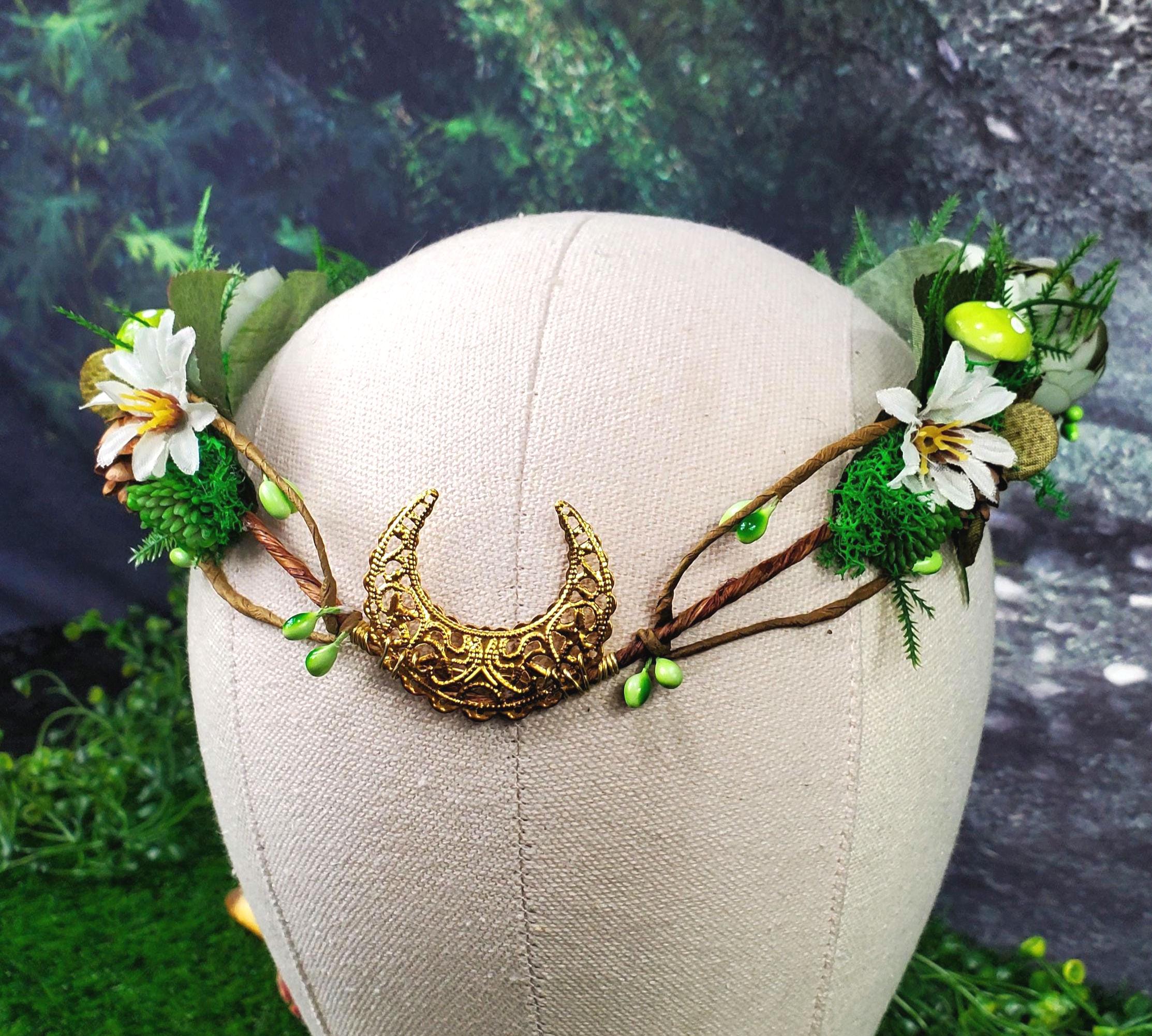 Woodland Flower Elf Crown Floral Moon Headpiece for Fairy Costume Cosplay AliExpress main image 4