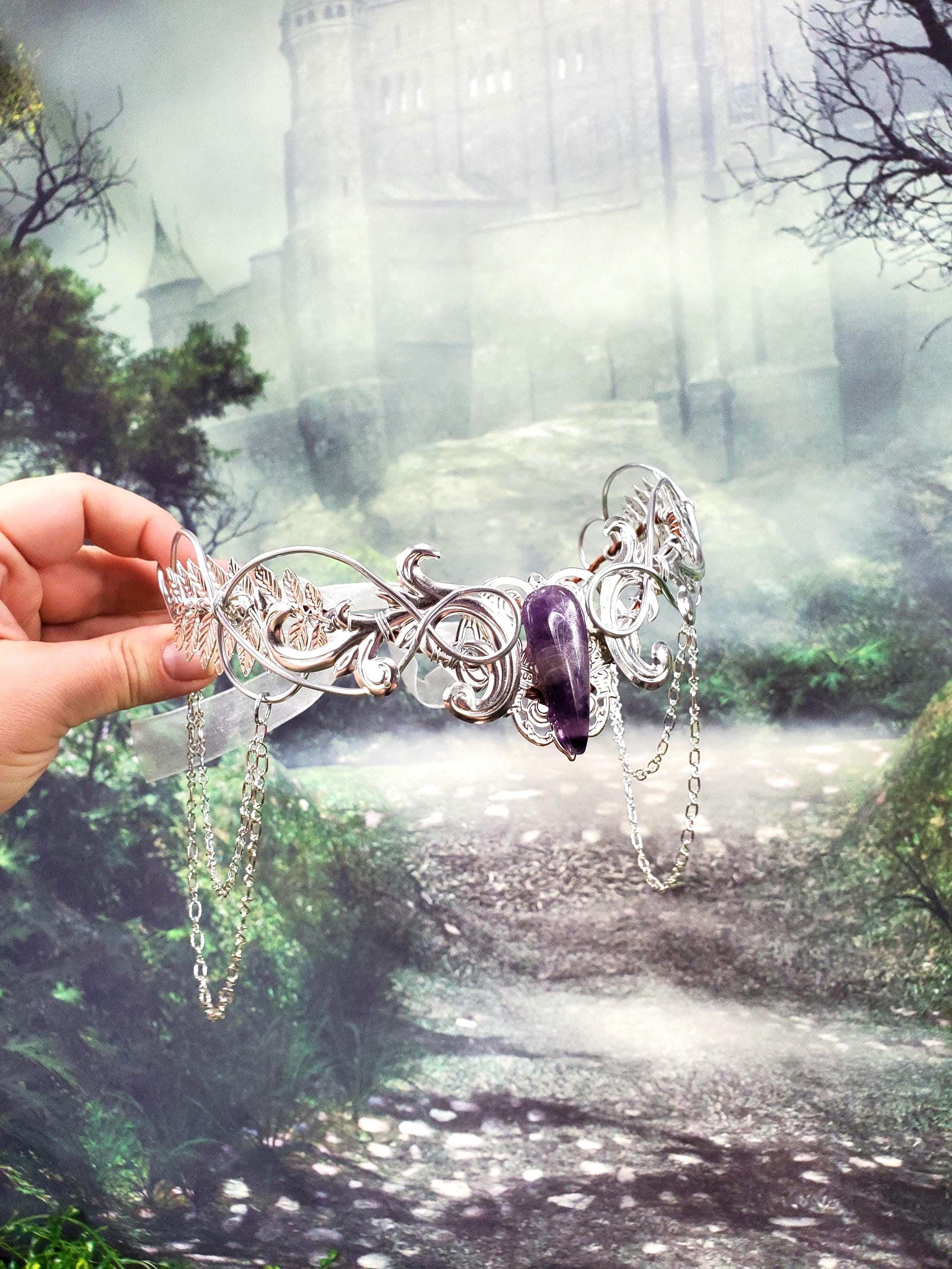 Amethyst Silver Fairy Tiara - Renaissance Elf Crown