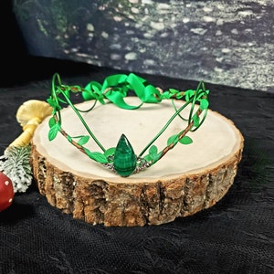 Green Malachite Woodland Tiara, Natural Gemstone Crown, Green Fairy Circlet Diadem image 5