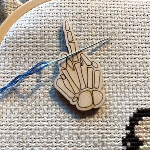 Skeleton Hand Middle Finger Needle Minder, Flip The Bird Needle Minder, F You Needle Minder, Cross Stitch Needle Minder, Embroidery Hoop