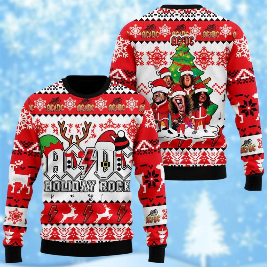 Acdc Tour 2024 Ugly Sweater, Acdc Rock Band Sweater, Acdc Pwr up Xmas ...