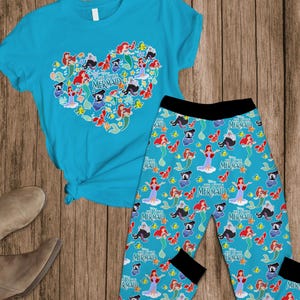 The Little Mermaid Pajamas Set, Princess Ariel Pajamas, Disney Princess Sleepwear, Ursula Villain Holiday Pajamas, Halloween Gift